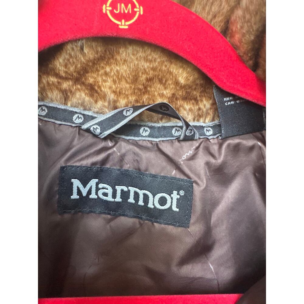 Marmot St. Moritz Quilted Jacket Faux Fur Collar Insulated Brown Womens Medium - Picture 3 of 9
